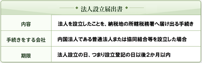 法人設立届出書の概要